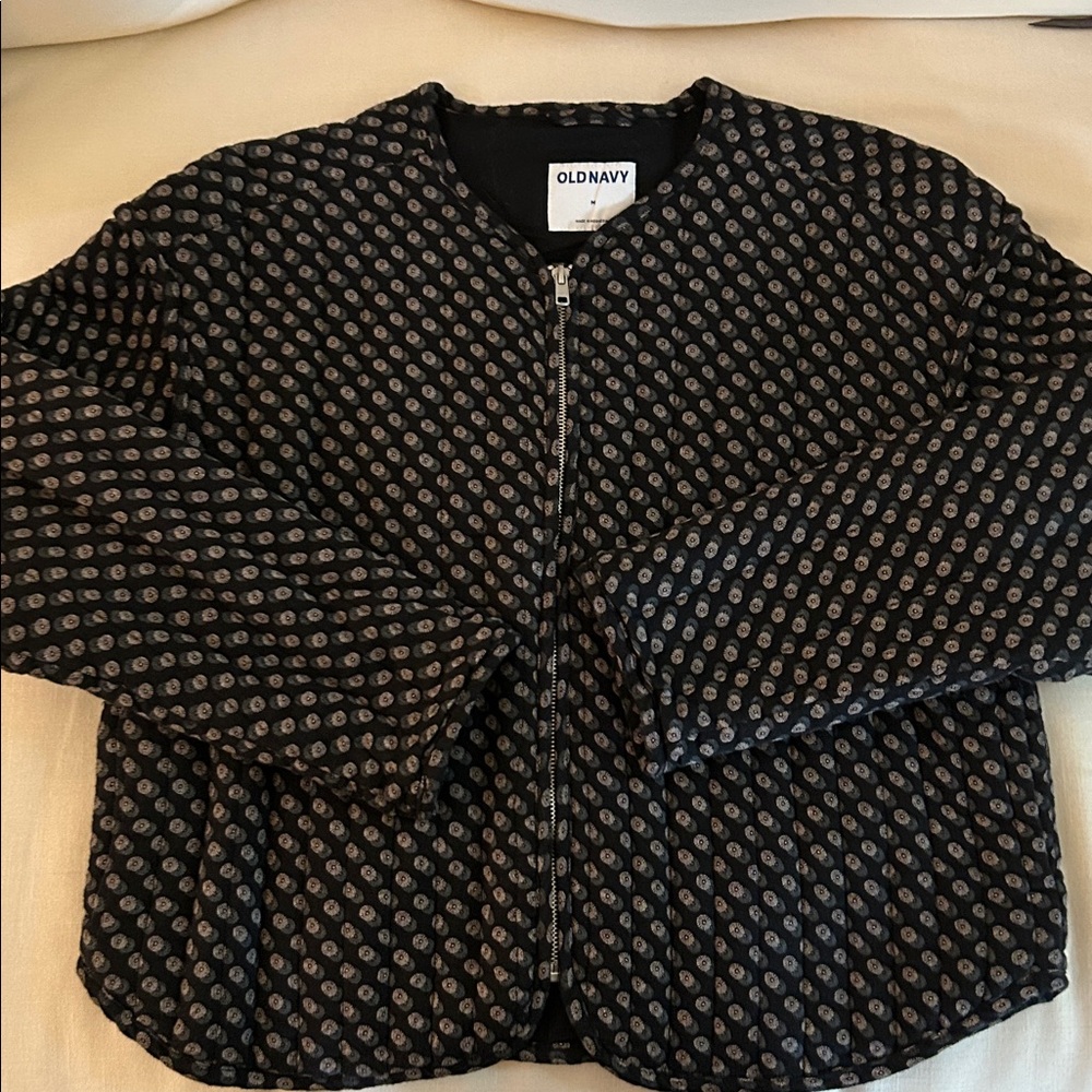 Old Navy Women's Black and Gray Bomber Jacket